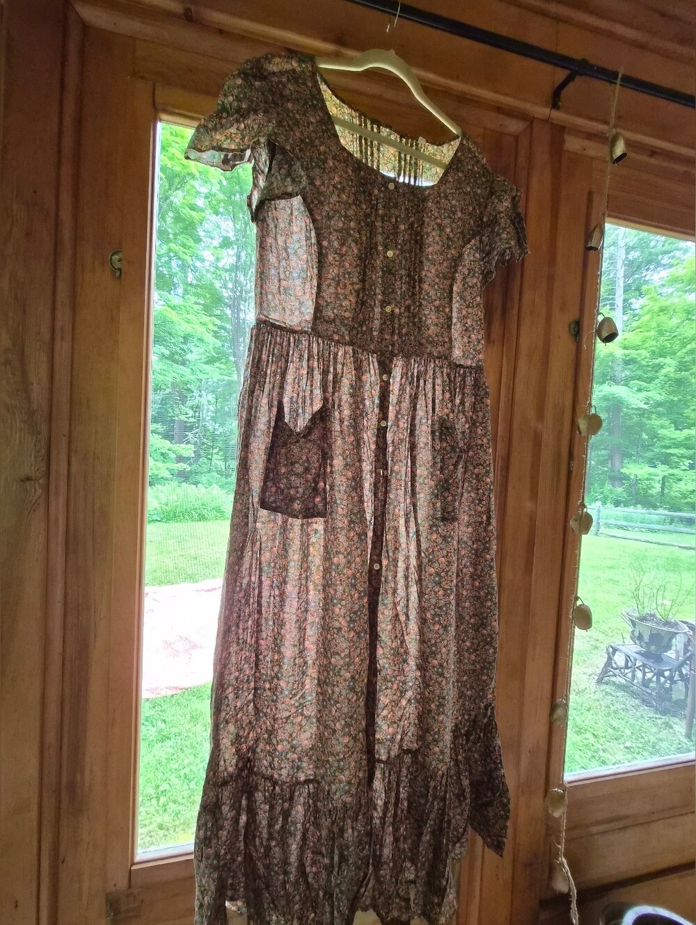 Doen Floral Button Front Midi Maxi Dress Romantic Prairie Dress